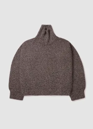 Caragh Crop High Neck in Dark Brown & Ecru