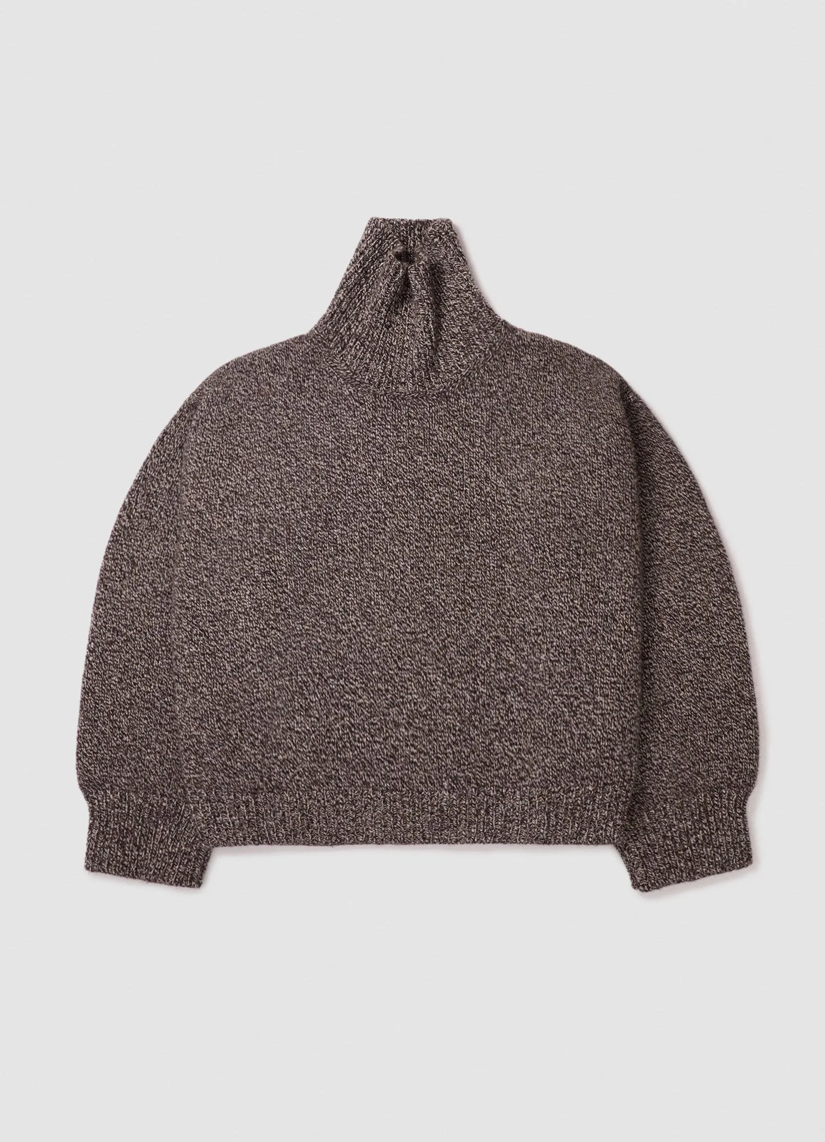 Caragh Crop High Neck in Dark Brown & Ecru