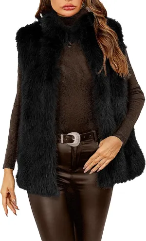 ChicCrate Women's Faux Fur Vest Coat Sleeveless Jacket Fuzzy Sherpa Fleece Jacket Hooded Winter Puffer Vest