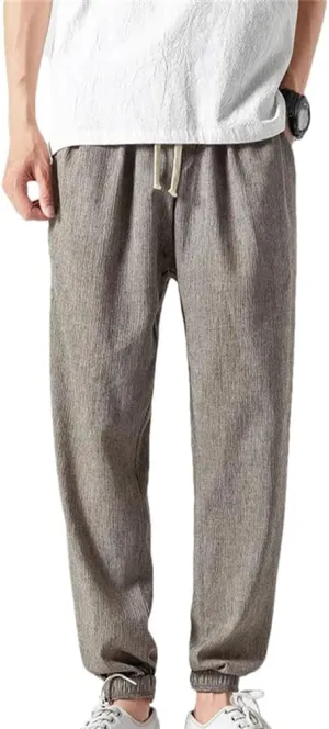 Chinese Style Harem Pants Men's Linen Pants Men's Cotton Linen Pants Casual Jogging Pants