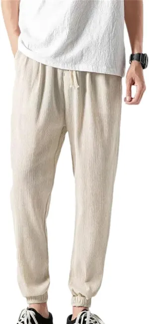 Chinese Style Harem Pants Men's Linen Pants Men's Cotton Linen Pants Casual Jogging Pants