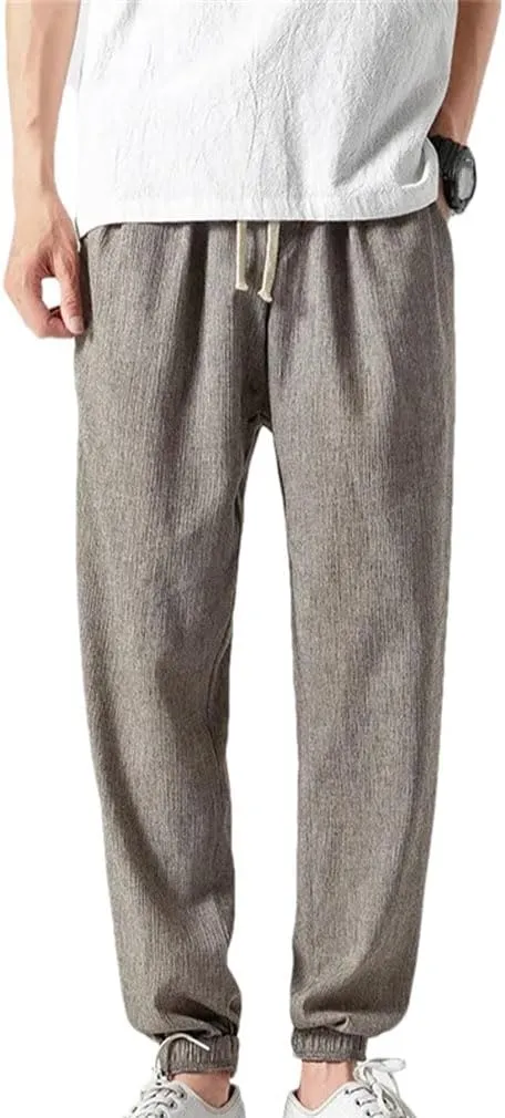 Chinese Style Harem Pants Men's Linen Pants Men's Cotton Linen Pants Casual Jogging Pants