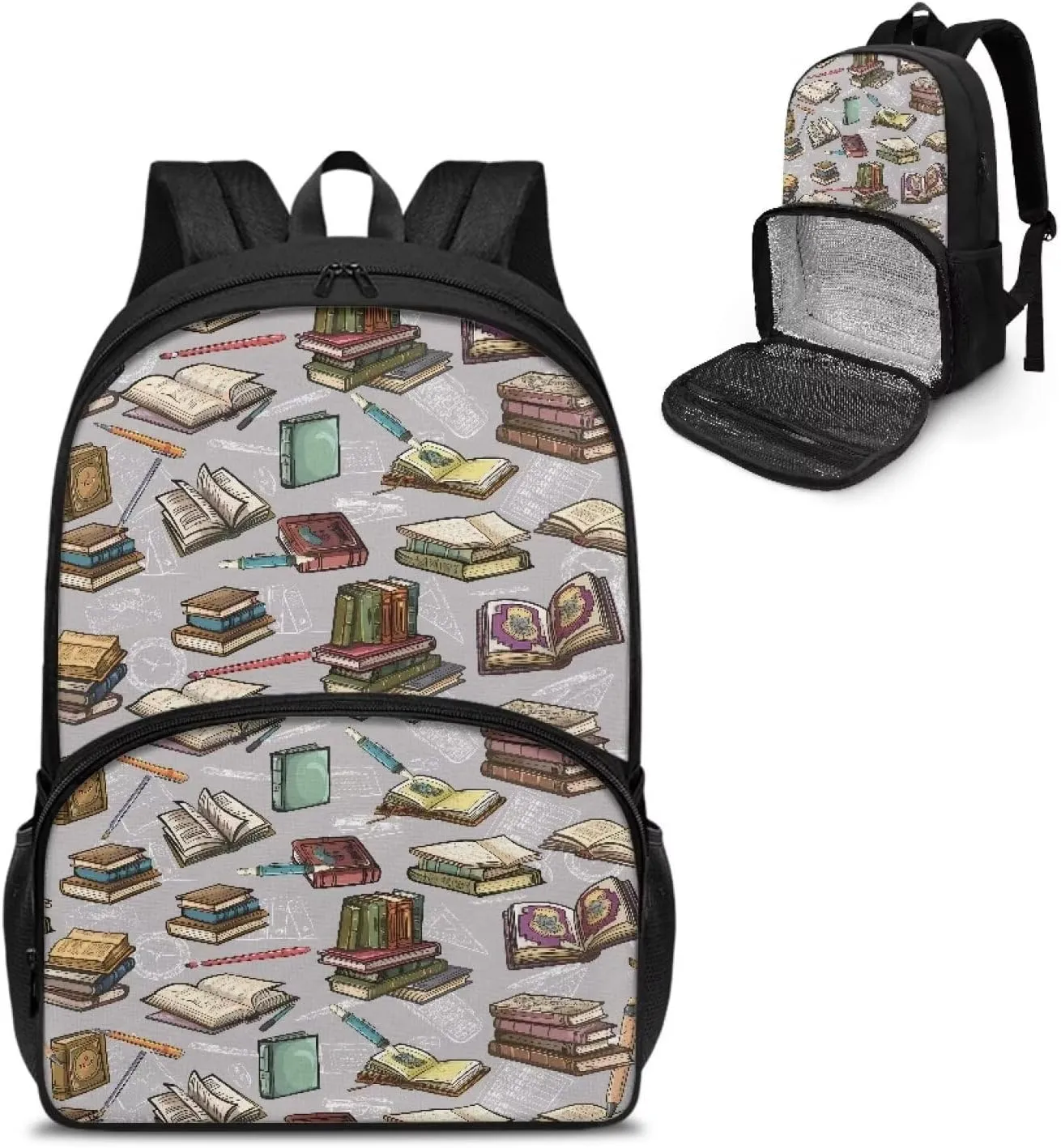 Classic Book Kids Cooler Backpack with Lunch Compartment, Backpack with Insulated Warm Bag for Girls Boys School Work, Picnics, Hiking, Camping, Beach, Park or Day Trips