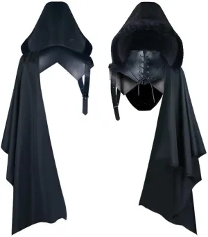 Cloak Coat for Men Winter Warm Gothic Wool Faux Fur Collar Long Cape Cloak Vintage Medieval Viking Fleece Jacket