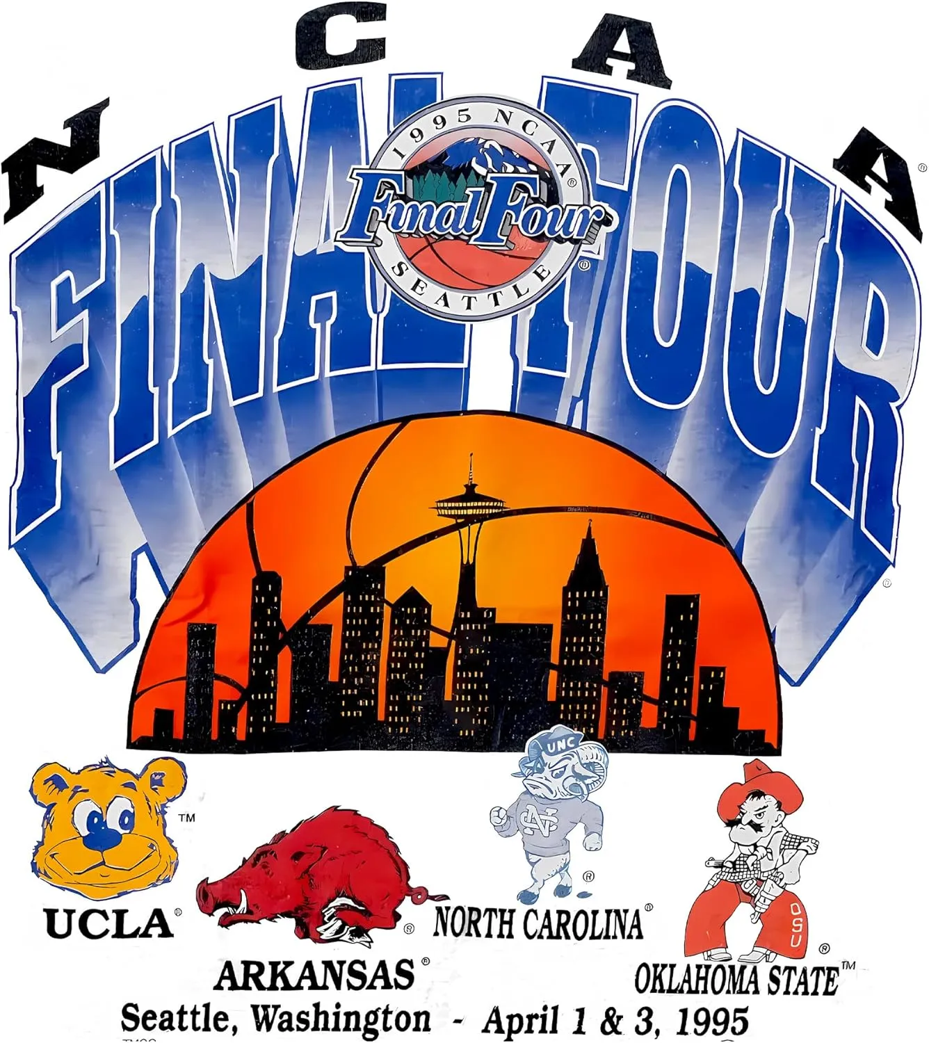 College Basketball 1995 Final Four Vintage Graphic T-Shirt | | Premium Quality Heavyweight Shirt for Men & Women