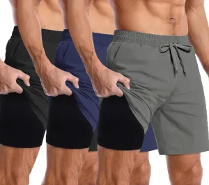 COOFANDY Men's 2 in 1 Running Shorts 2 Pack Athletic Shorts Quick Dry Gym Training Workout Shorts with Pockets