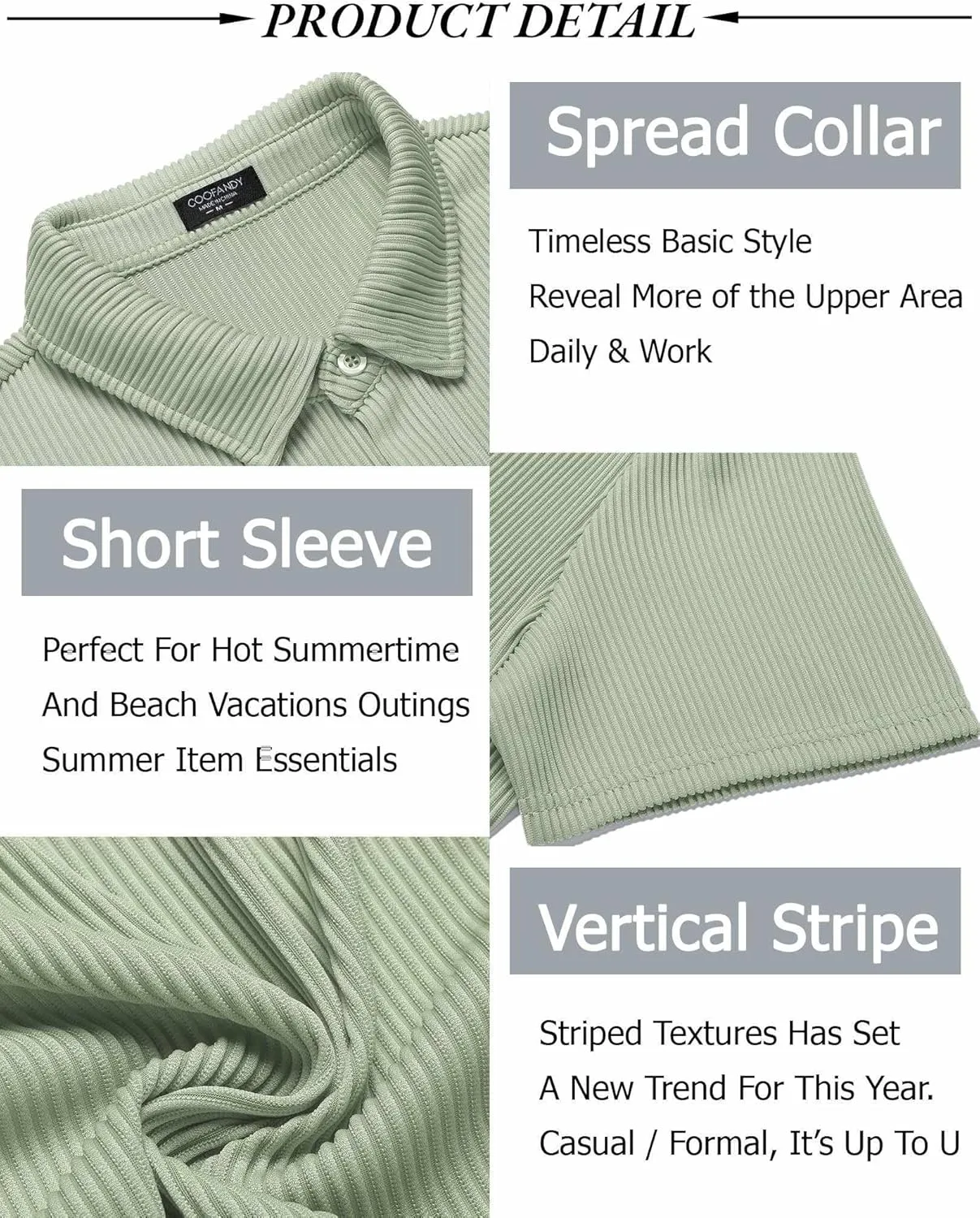 COOFANDY Men's Casual Shirts Short Sleeve Button Down Shirt for Men Wedding Beach Fashion Shirt