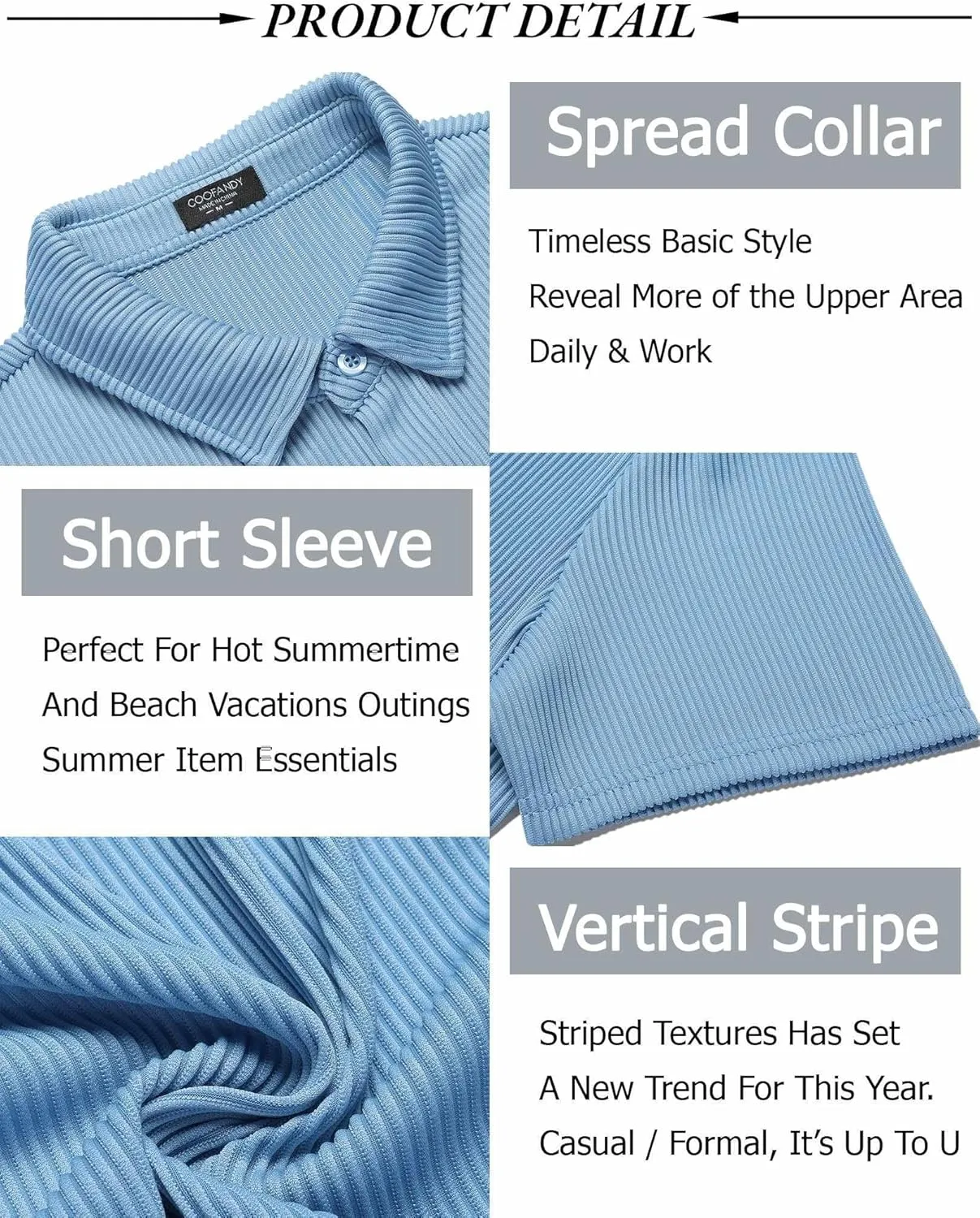COOFANDY Men's Casual Shirts Short Sleeve Button Down Shirt for Men Wedding Beach Fashion Shirt