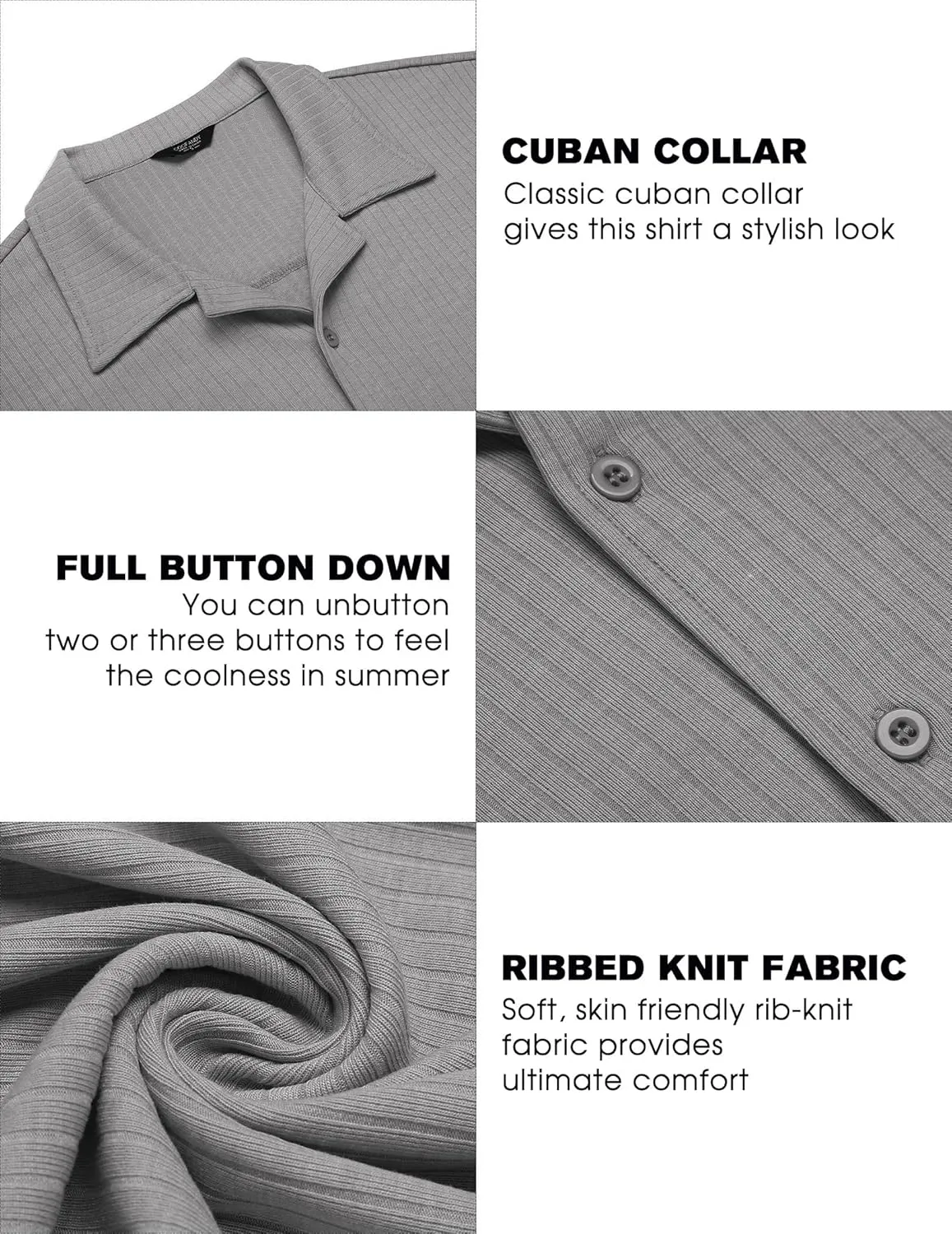 COOFANDY Mens Knit Button Down Shirt Short Sleeve Button Up Shirt Summer Casual Beach Tops