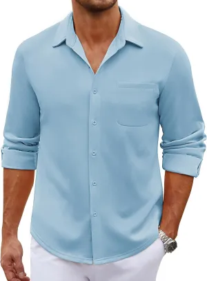 COOFANDY Men's Long Sleeve Wrinkle Free Shirt Casual Button Down Shirts Stretch Dress Shirt with Pocket