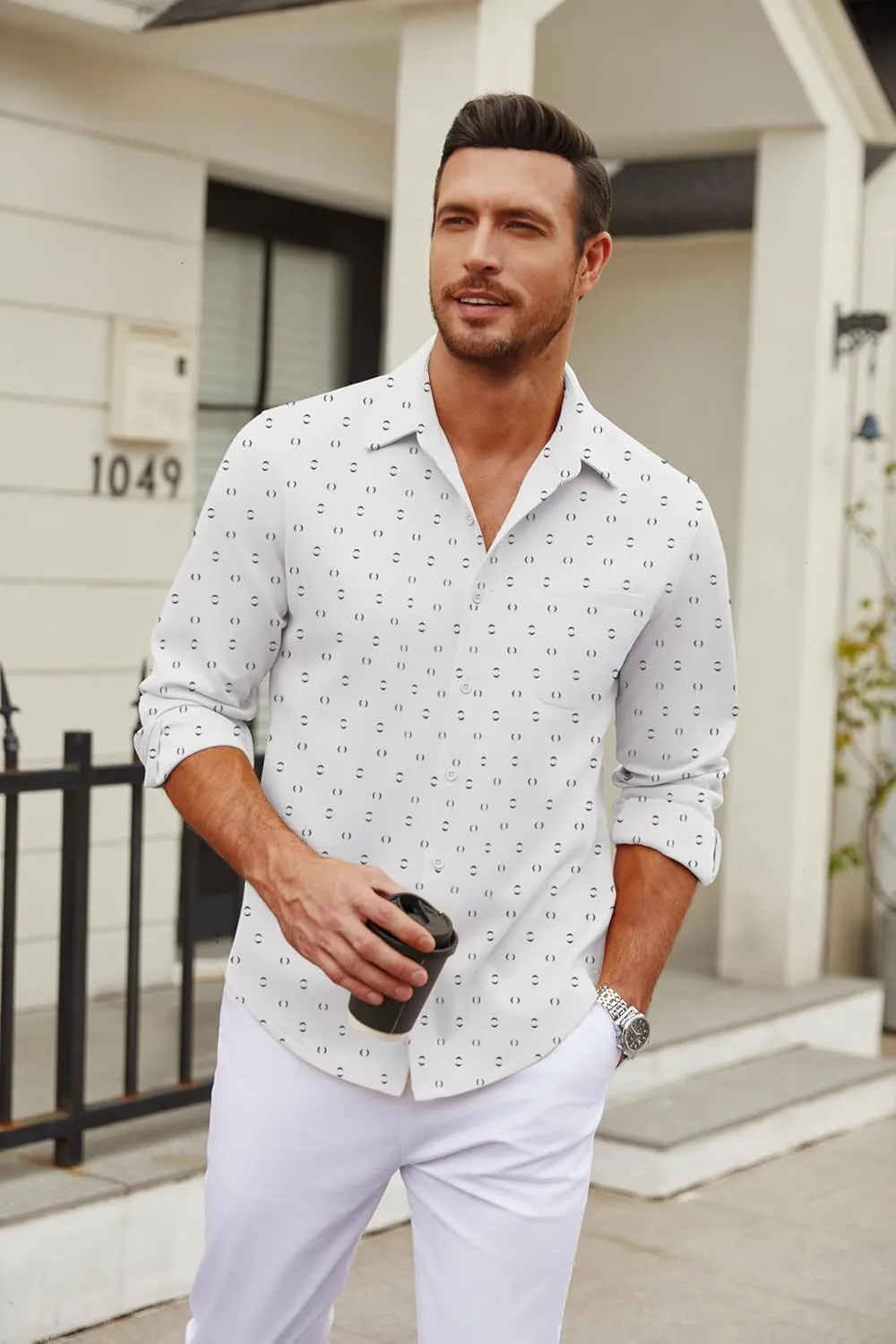 COOFANDY Men's Long Sleeve Wrinkle Free Shirt Casual Button Down Shirts Stretch Dress Shirt with Pocket