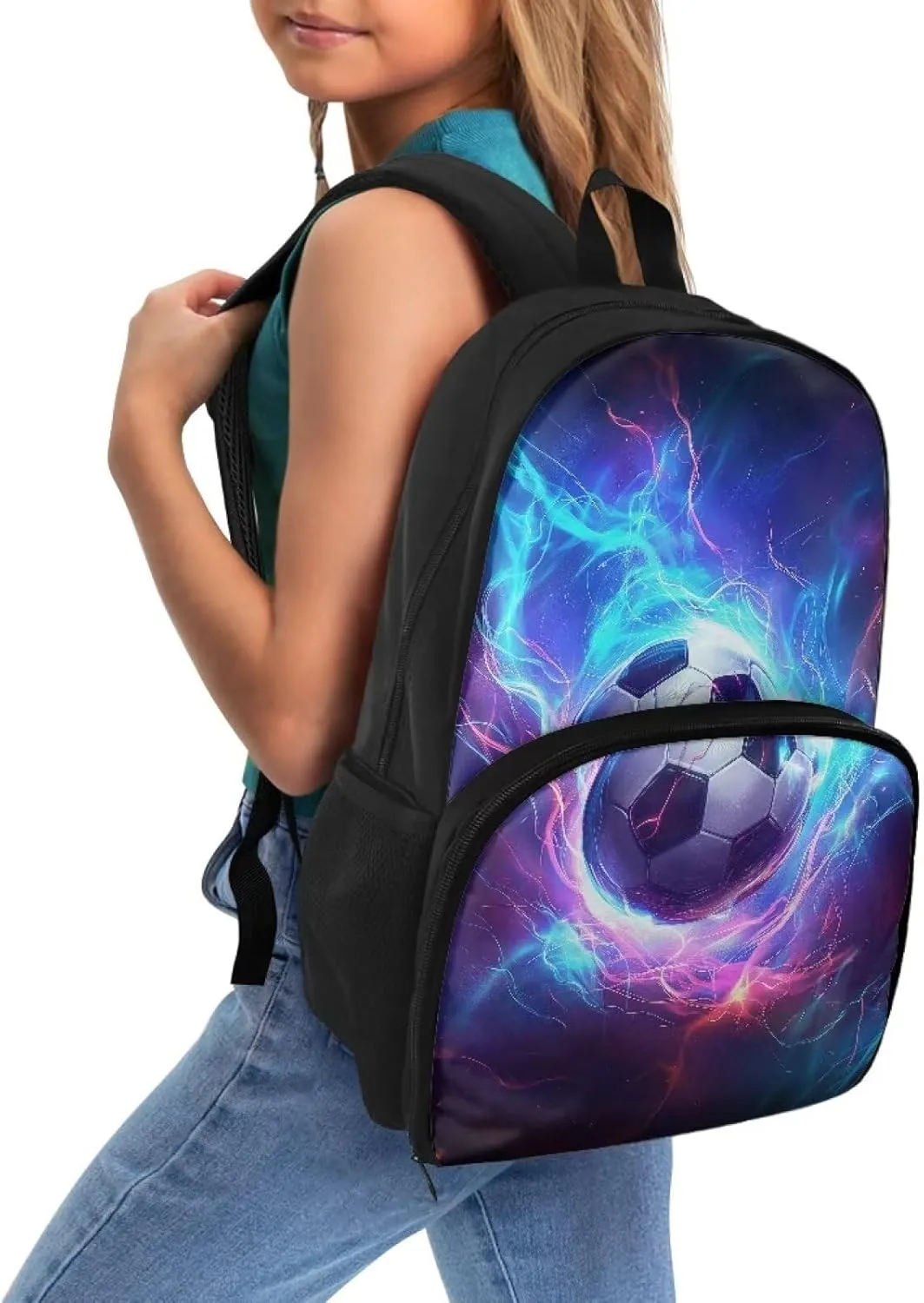 Cooler Backpack with Lunch Compartment, Blue and Purple Lightning Football Backpack with Insulated Warm Bag for Men Women School Work, Picnics, Hiking, Park or Day Trips