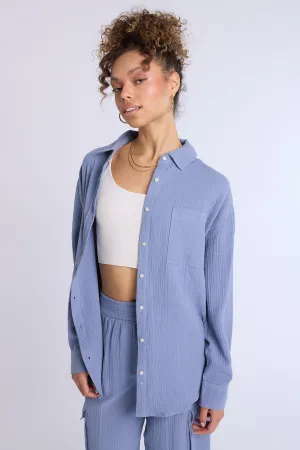 Cotton Gauzy Button-Up Oversized Shirt