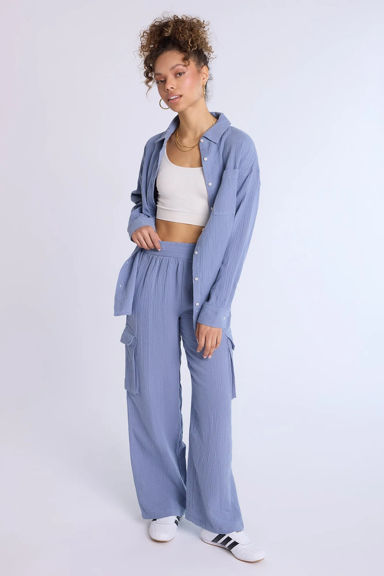 Cotton Gauzy Button-Up Oversized Shirt