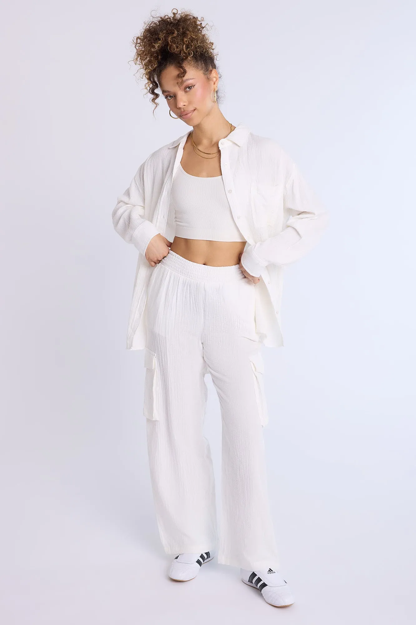 Cotton Gauzy Button-Up Oversized Shirt