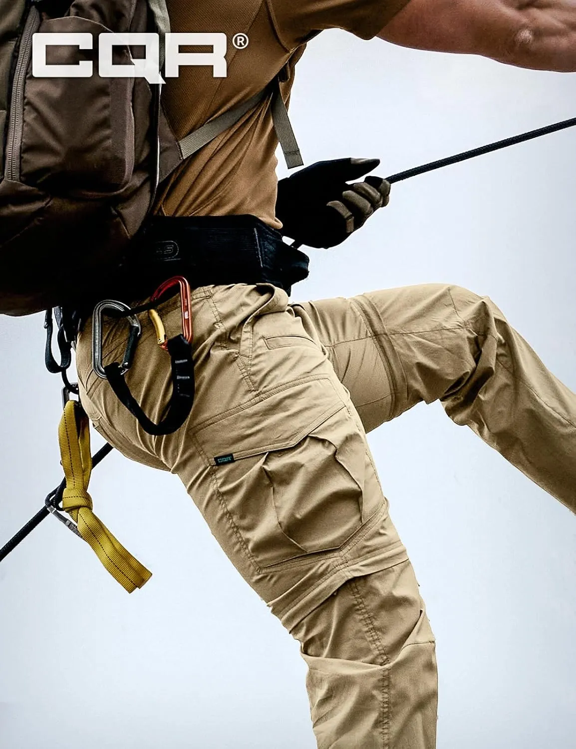 CQR Men's Convertible Cargo Tactical Pants, Water Resistant Outdoor Hiking Pants, Zip Off Lightweight Stretch Work Pants