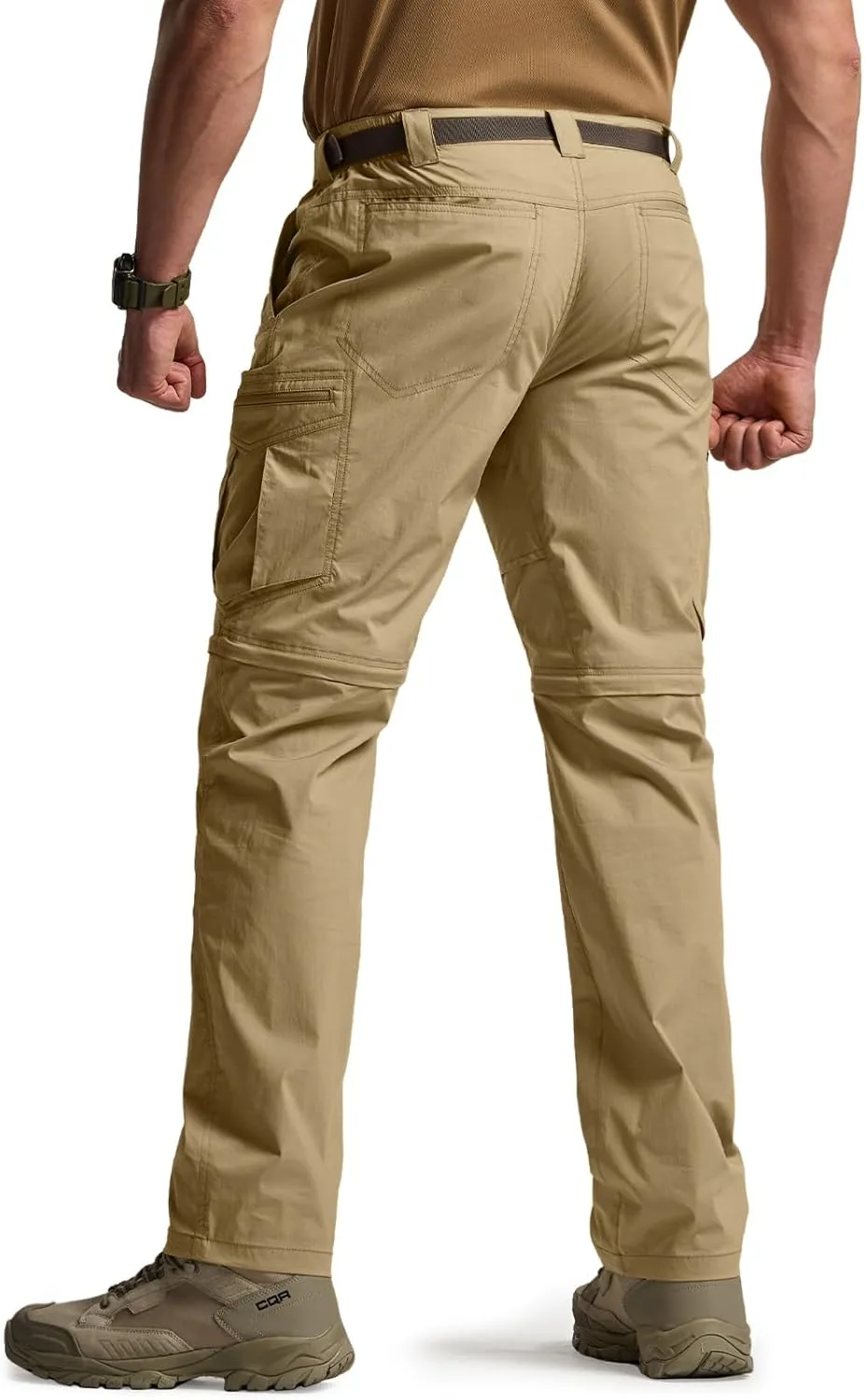 CQR Men's Convertible Cargo Tactical Pants, Water Resistant Outdoor Hiking Pants, Zip Off Lightweight Stretch Work Pants