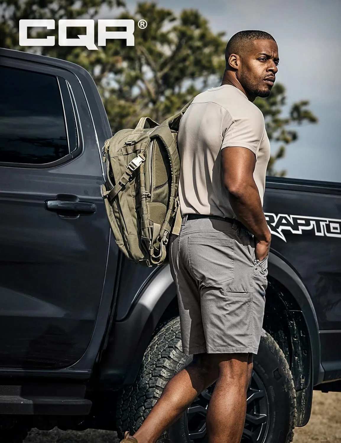 CQR Men's Flex Casual Cargo Shorts, Lightweight Water Resistant Golf Shorts, Stretch Tactical Work Shorts with Multi-Pocket