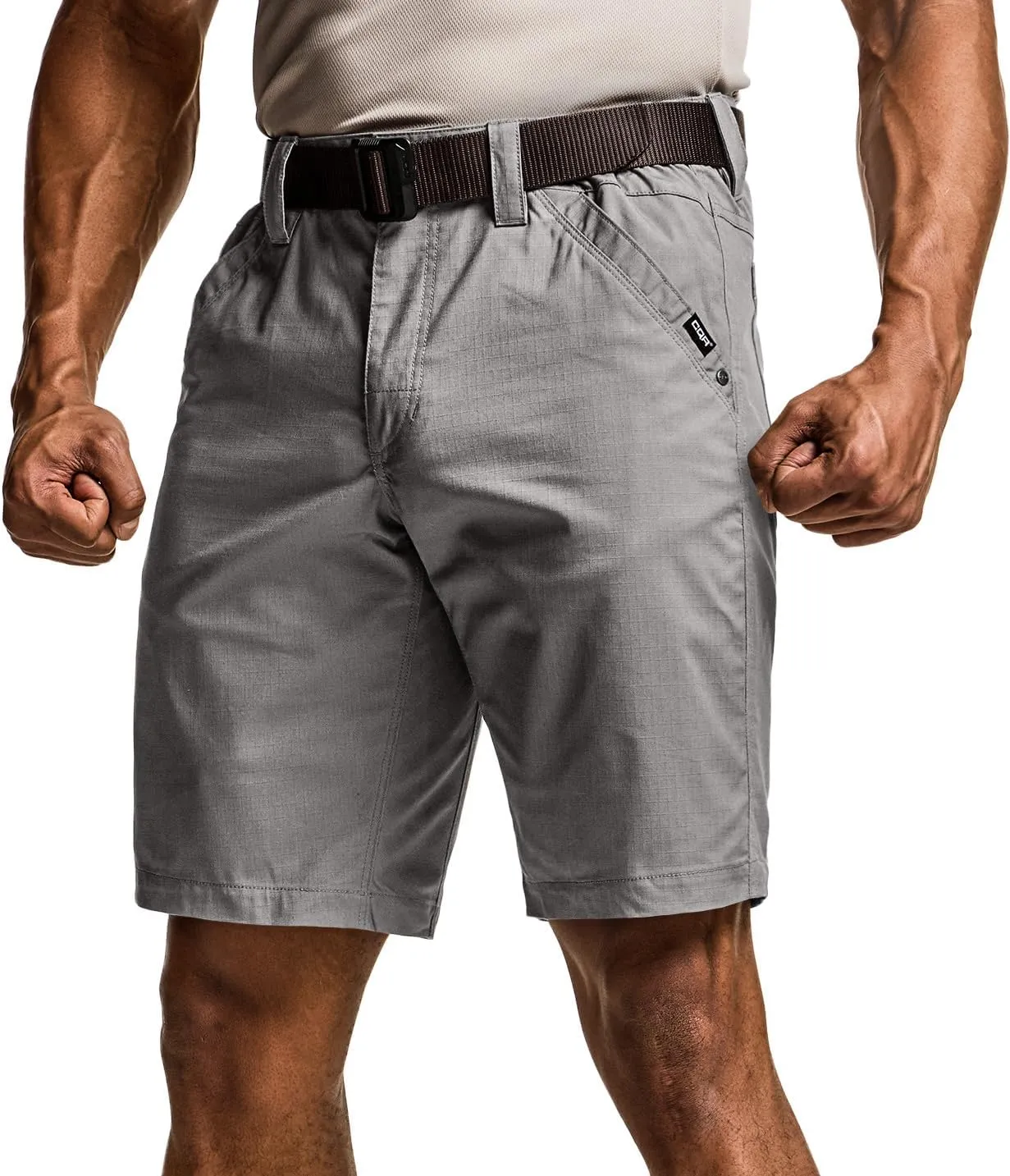 CQR Men's Flex Casual Cargo Shorts, Lightweight Water Resistant Golf Shorts, Stretch Tactical Work Shorts with Multi-Pocket