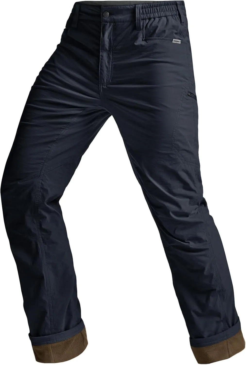 CQR Men's Winter Fleece Lined Pants, Water-Resistant Outdoor Stretch Work Pants, Windproof Casual Pants with Pockets