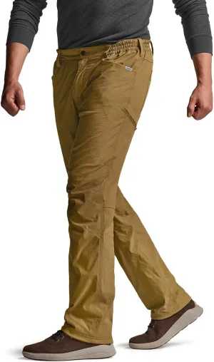 CQR Men's Winter Fleece Lined Pants, Water-Resistant Outdoor Stretch Work Pants, Windproof Casual Pants with Pockets