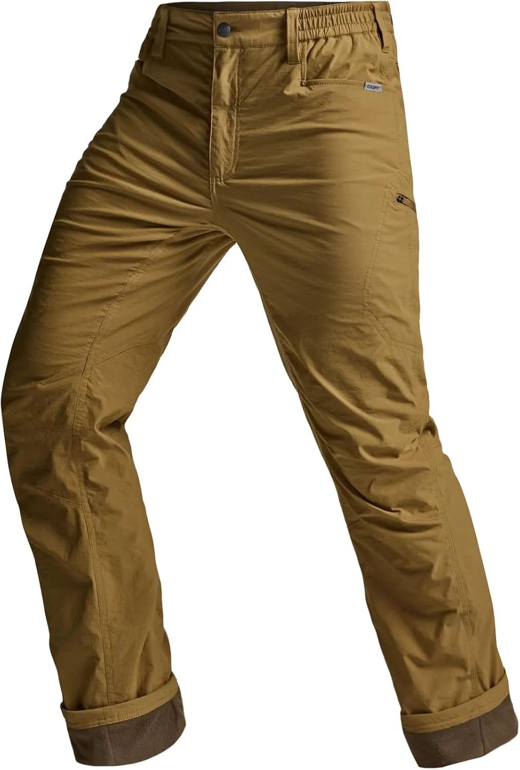 CQR Men's Winter Fleece Lined Pants, Water-Resistant Outdoor Stretch Work Pants, Windproof Casual Pants with Pockets