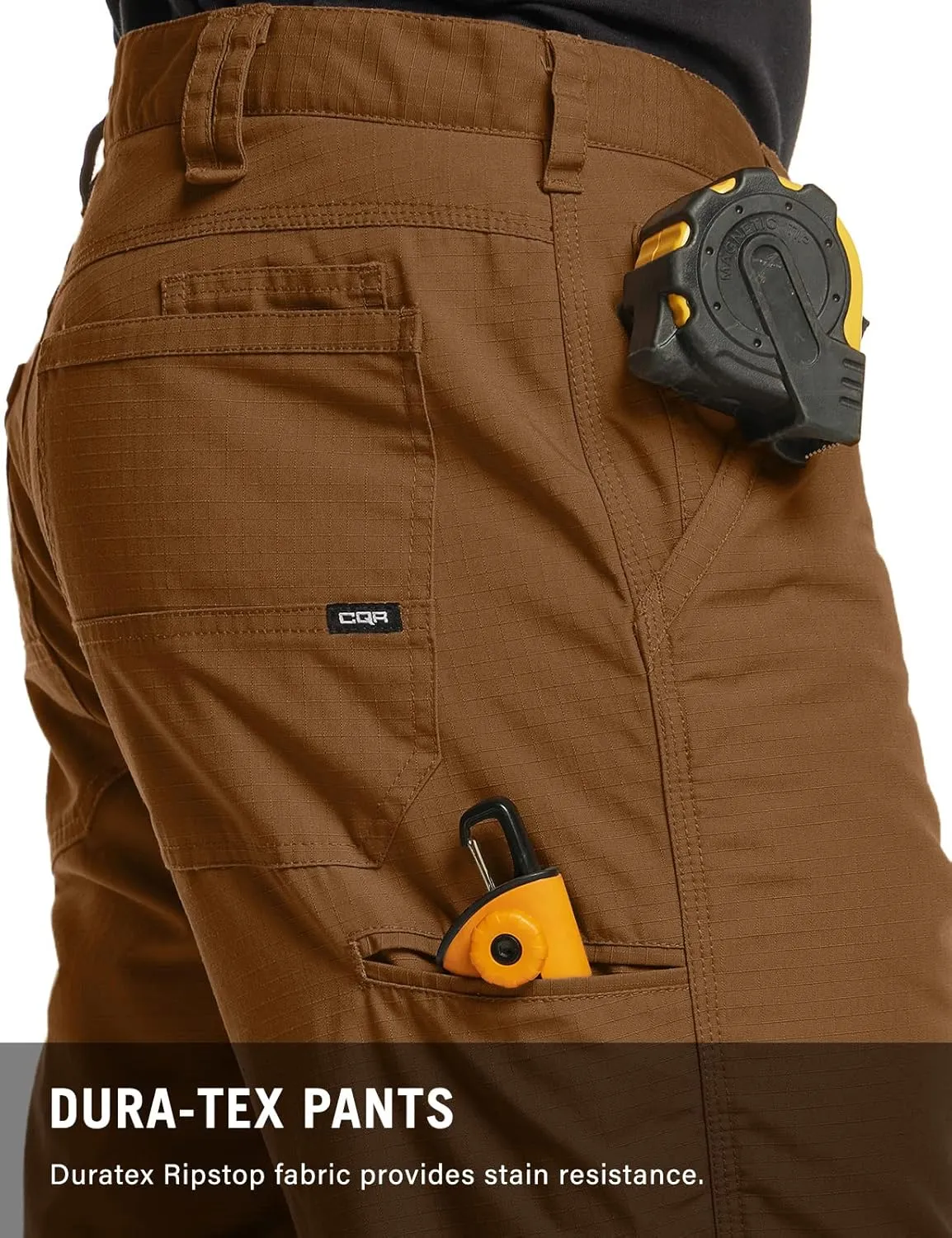 CQR Men's Winter Fleece Lined Pants, Water-Resistant Outdoor Stretch Work Pants, Windproof Casual Pants with Pockets