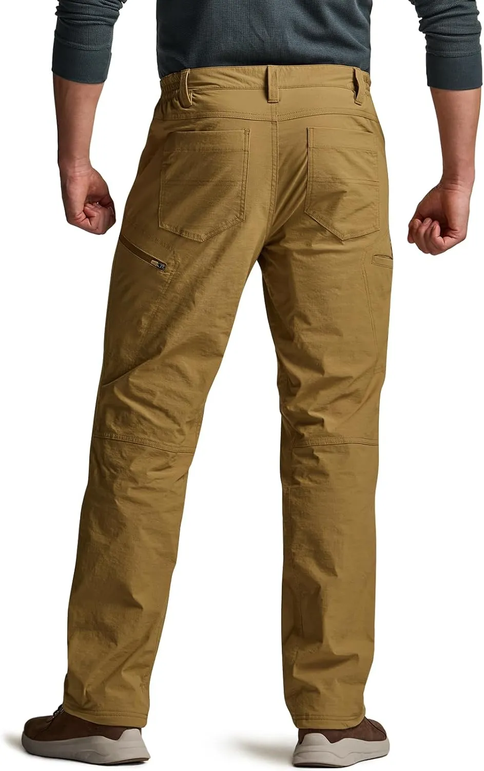CQR Men's Winter Fleece Lined Pants, Water-Resistant Outdoor Stretch Work Pants, Windproof Casual Pants with Pockets
