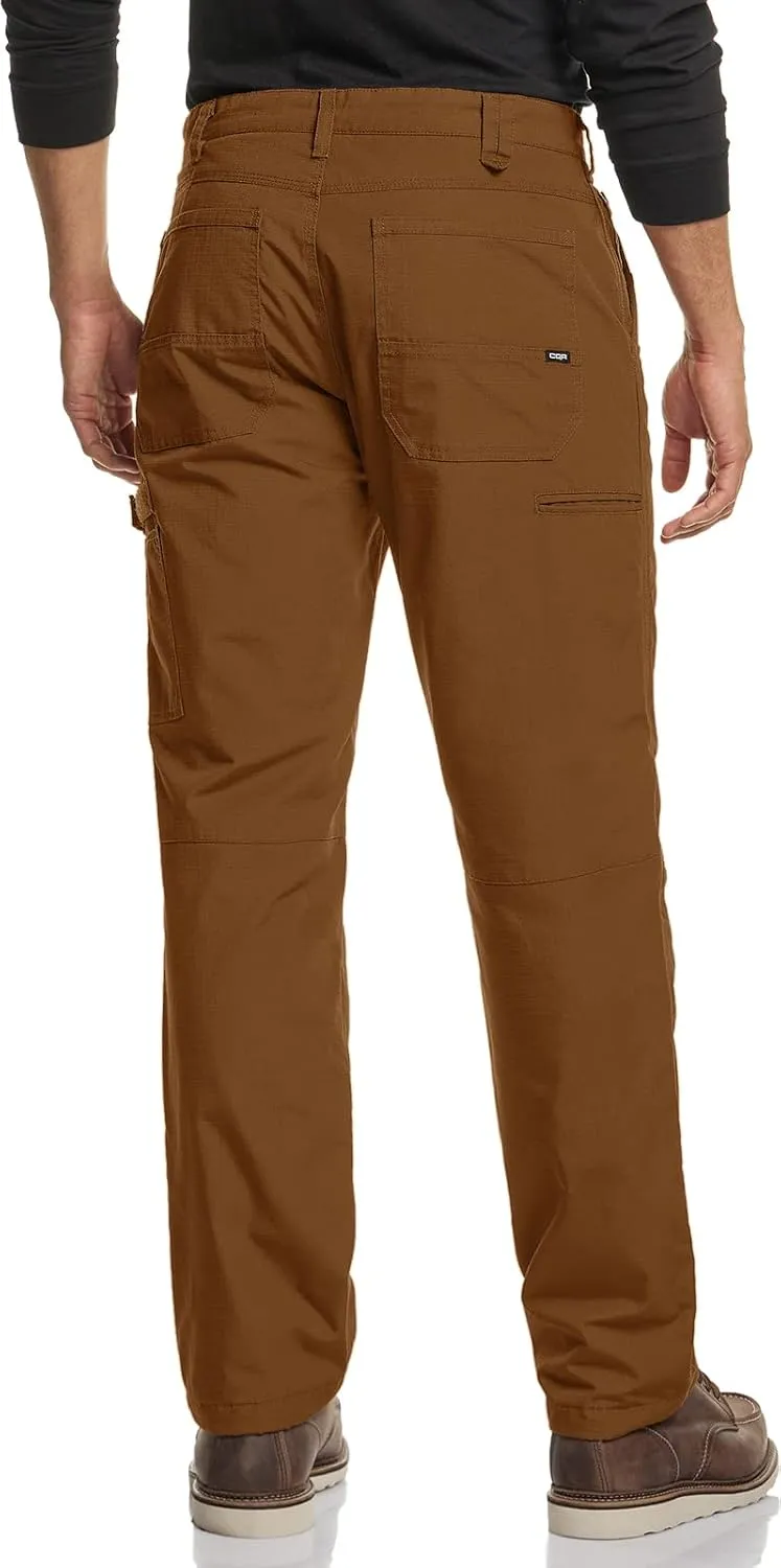 CQR Men's Winter Fleece Lined Pants, Water-Resistant Outdoor Stretch Work Pants, Windproof Casual Pants with Pockets