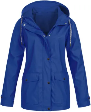 CRNTCEM Women's Outdoor Waterproof Jacket Lightweight Hooded Hiking Climbing Rain Jackets Active Outdoor Windbreaker Raincoat