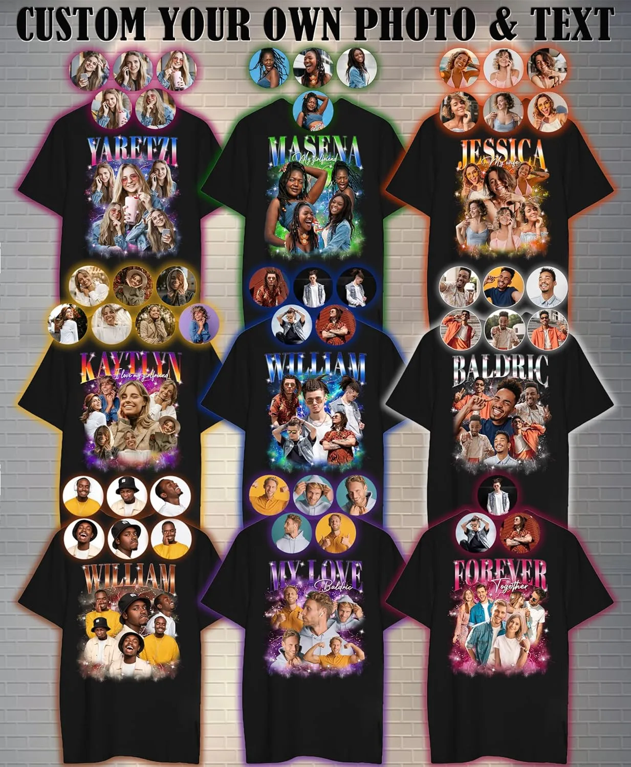 Custom Photo Bootleg Rap Shirt with Girlfriend's Face for Boyfriend - Vintage Graphic Shirt for Men
