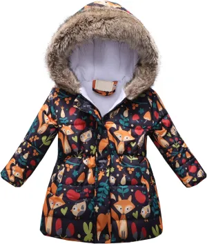 Cute Winter Warm Jacket Toddler Kids Thick Girls Hooded Windproof Outwear Coat Girls Kids Winter Jacket