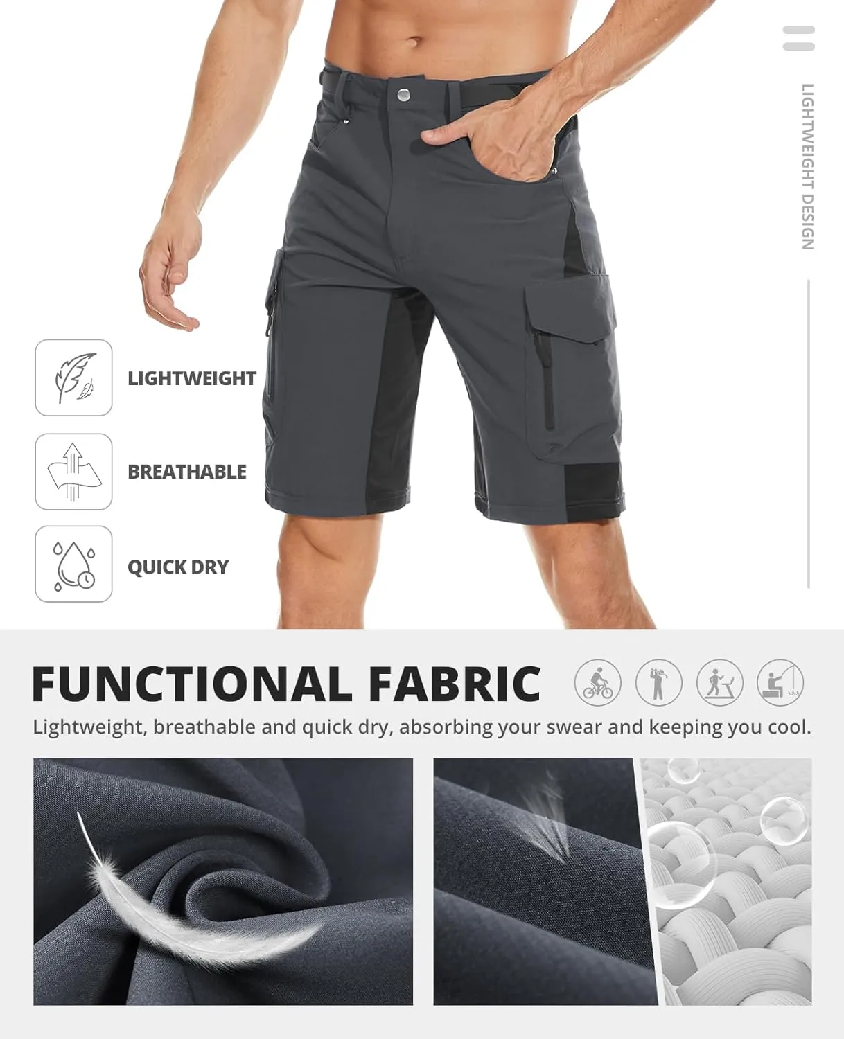 Cycorld Mens-Mountain-Bike-Shorts, Cycling, Hiking, Cargo, Outdoor Shorts