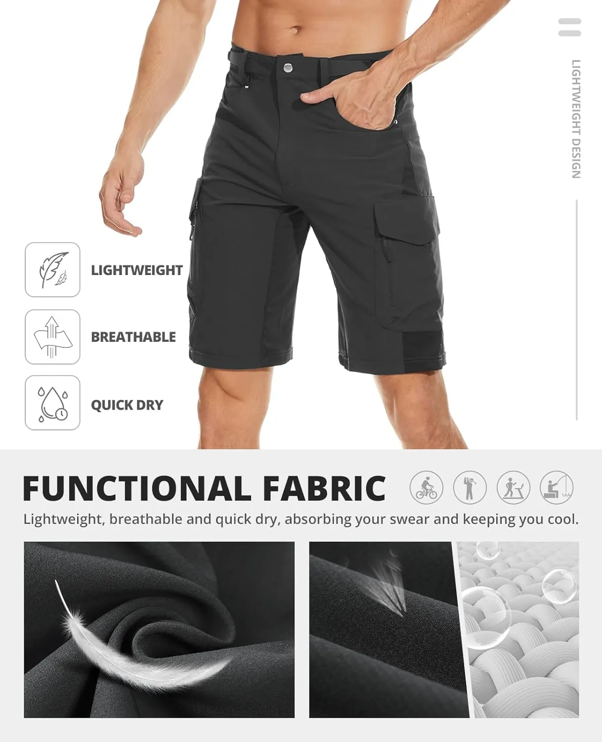 Cycorld Mens-Mountain-Bike-Shorts, Cycling, Hiking, Cargo, Outdoor Shorts