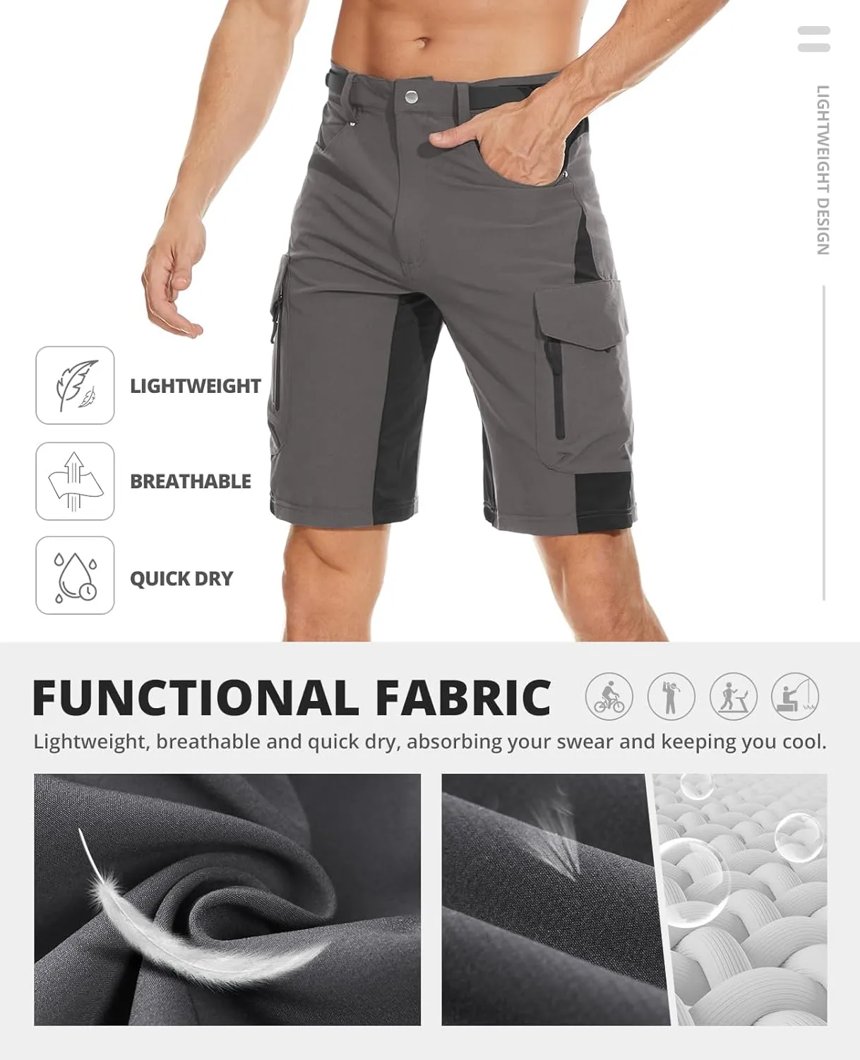 Cycorld Mens-Mountain-Bike-Shorts, Cycling, Hiking, Cargo, Outdoor Shorts