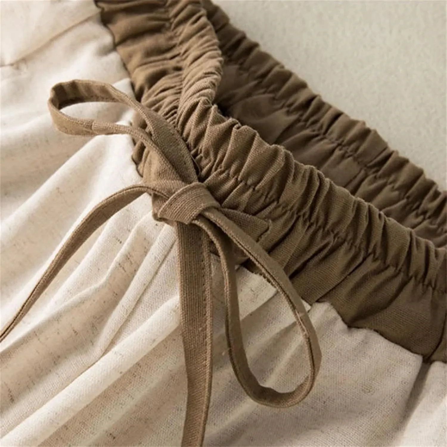 Dcvmvmn Women's High Waist Harem Pants Loose Casual Elastic Lace-Up Ankle-Length Trousers with Drawstring