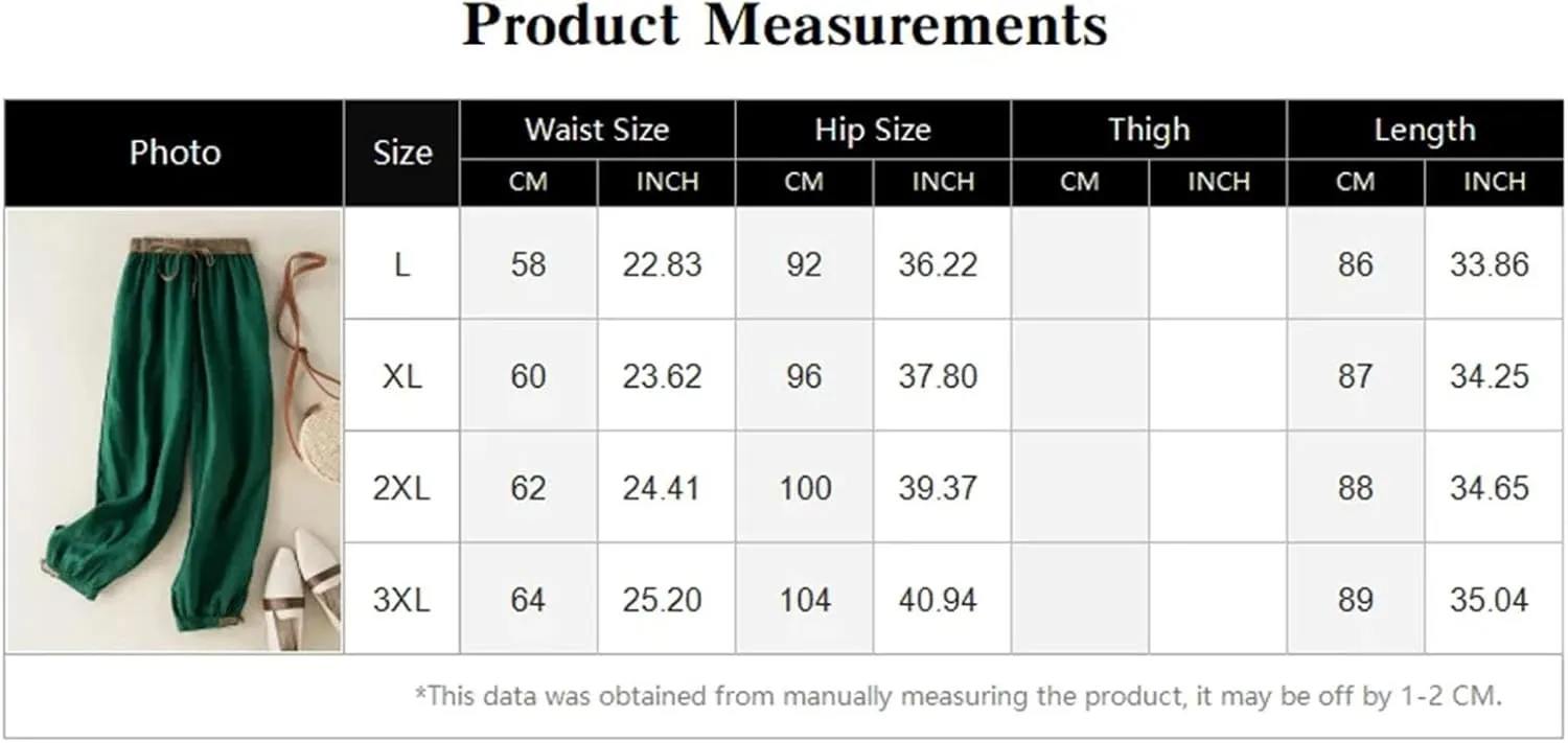 Dcvmvmn Women's High Waist Harem Pants Loose Casual Elastic Lace-Up Ankle-Length Trousers with Drawstring