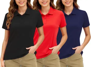 Decrum Polo Shirt for Women Pack of 3 Womens Golf Shirt Short Sleeve Tops Trendy Casual