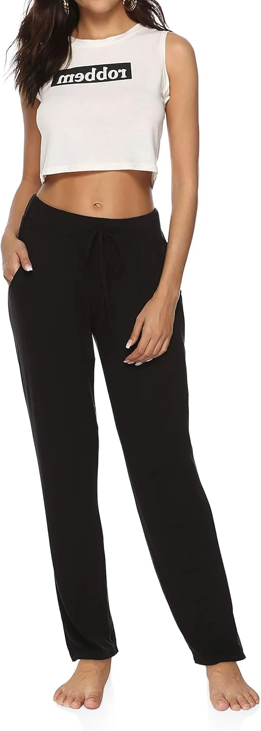 DIBAOLONG Womens Yoga Pants Wide Leg Comfy Drawstring Loose Straight Lounge Running Workout Legging