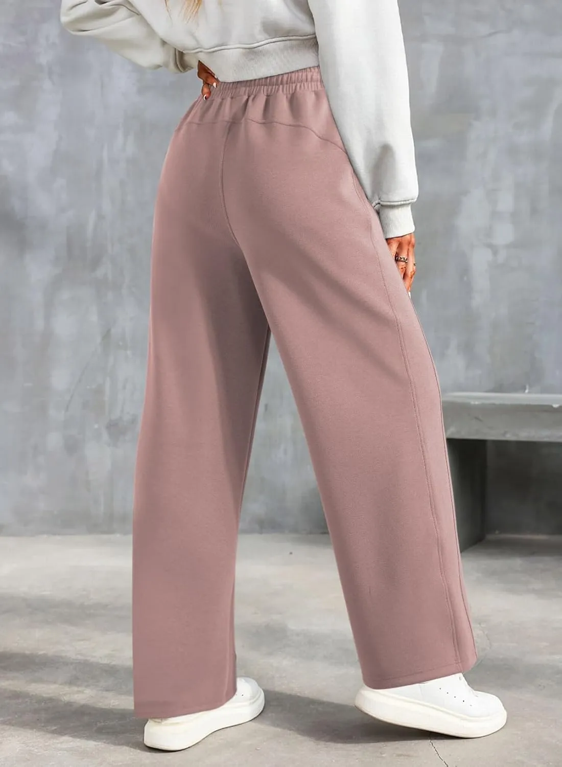 Dokotoo Women's Wide Leg Pants 2024 Flowy Casual Pants Straight Leg Elastic Waisted Stretch Palazzo Pants