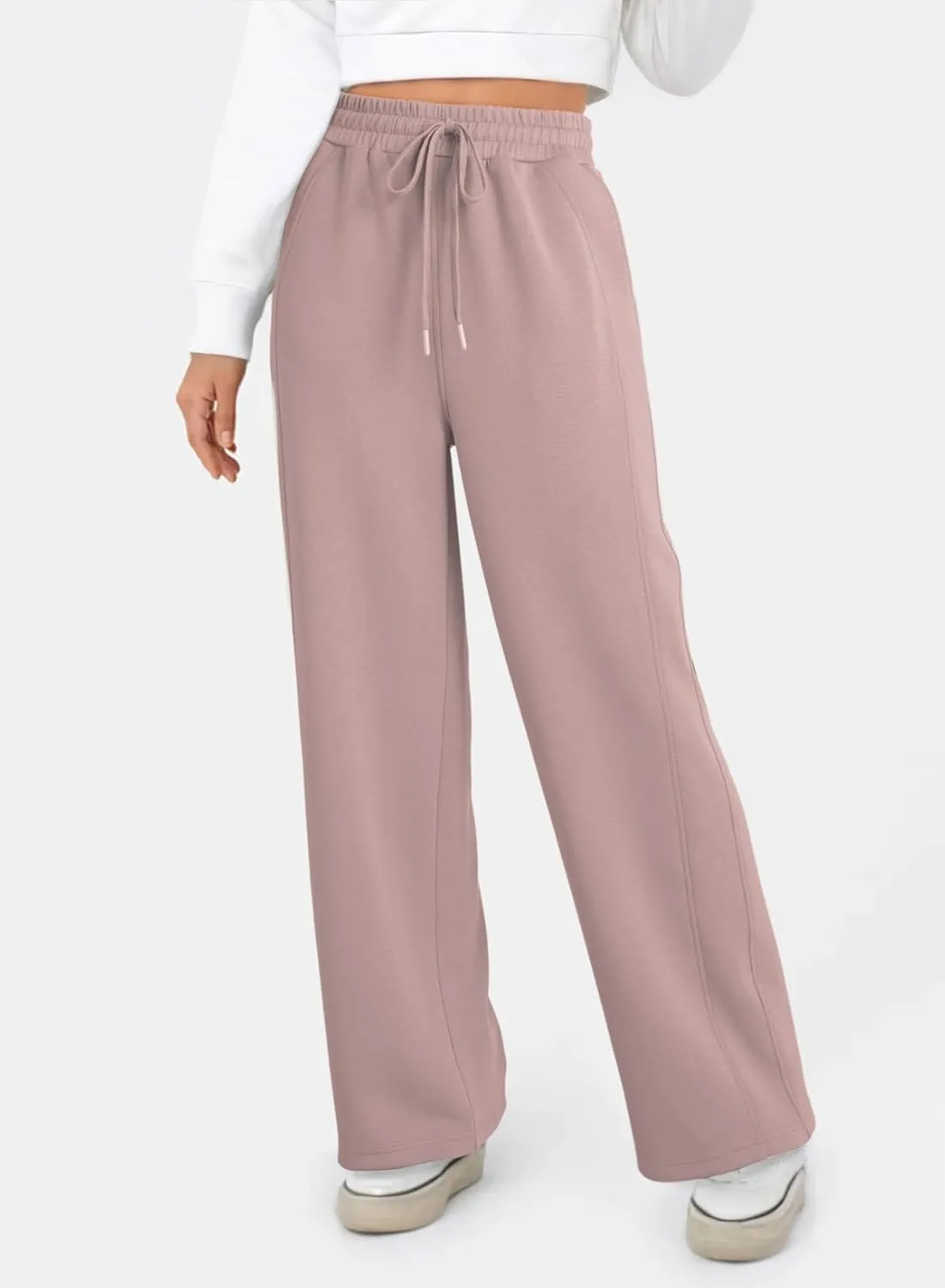 Dokotoo Women's Wide Leg Pants 2024 Flowy Casual Pants Straight Leg Elastic Waisted Stretch Palazzo Pants