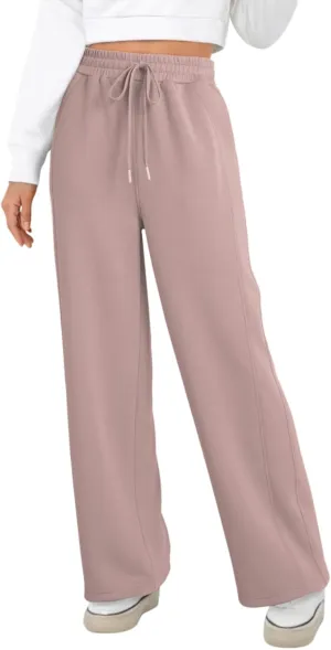 Dokotoo Women's Wide Leg Pants 2024 Flowy Casual Pants Straight Leg Elastic Waisted Stretch Palazzo Pants