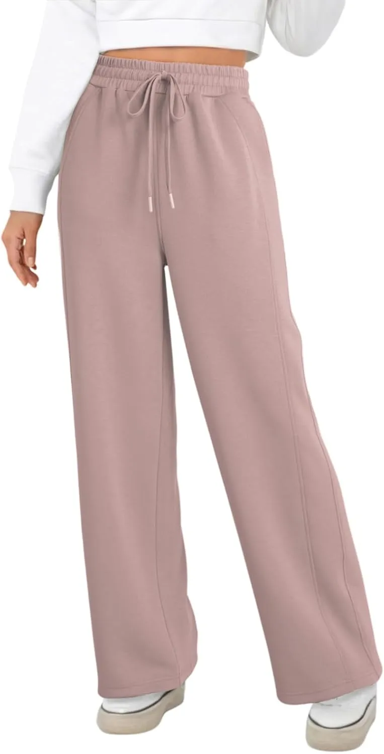 Dokotoo Women's Wide Leg Pants 2024 Flowy Casual Pants Straight Leg Elastic Waisted Stretch Palazzo Pants
