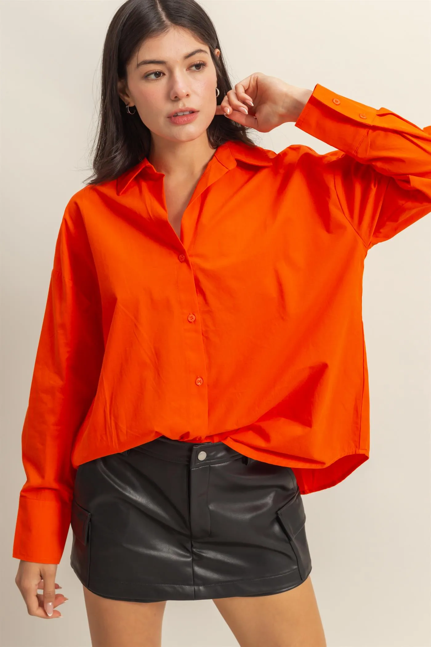 DZ25C432-Classy Long Sleeve Button Down Shirt