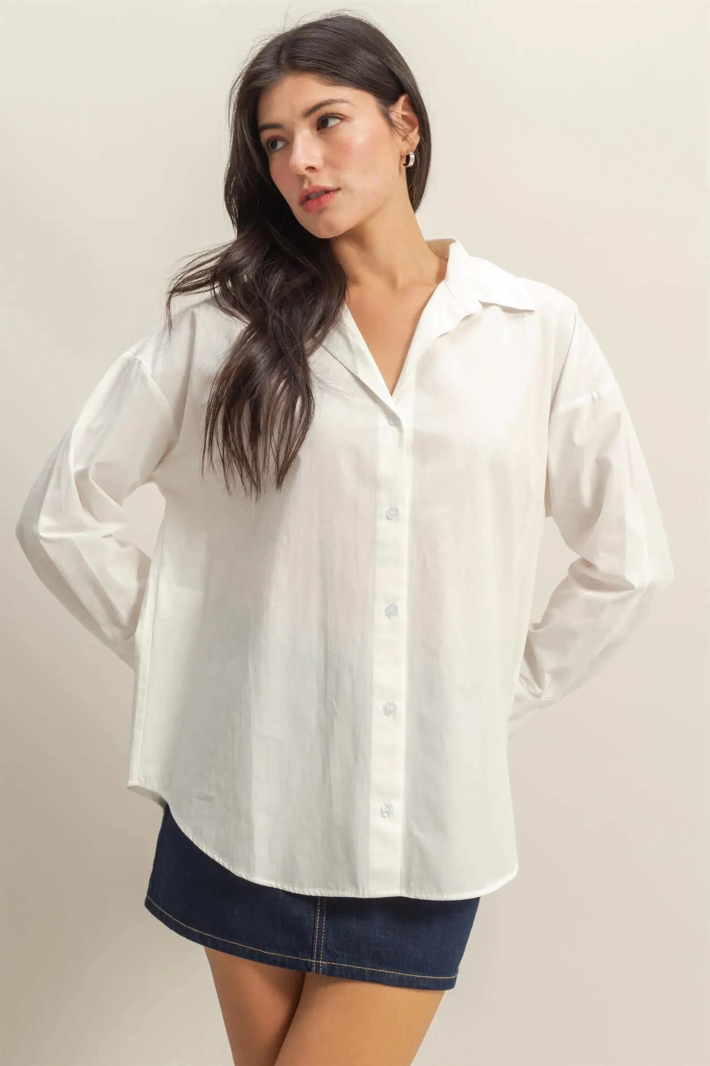 DZ25C432-Classy Long Sleeve Button Down Shirt