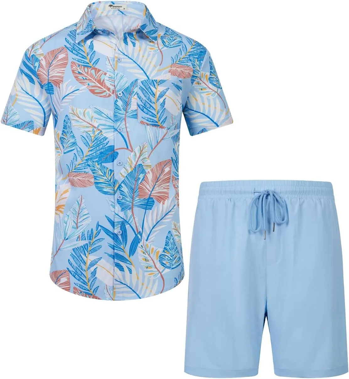 EISHOPEER Men's Flower Shirt Hawaiian Sets Casual Button Down Short Sleeve Shirt and Solid Quick Dry Beach Shorts S-3XL