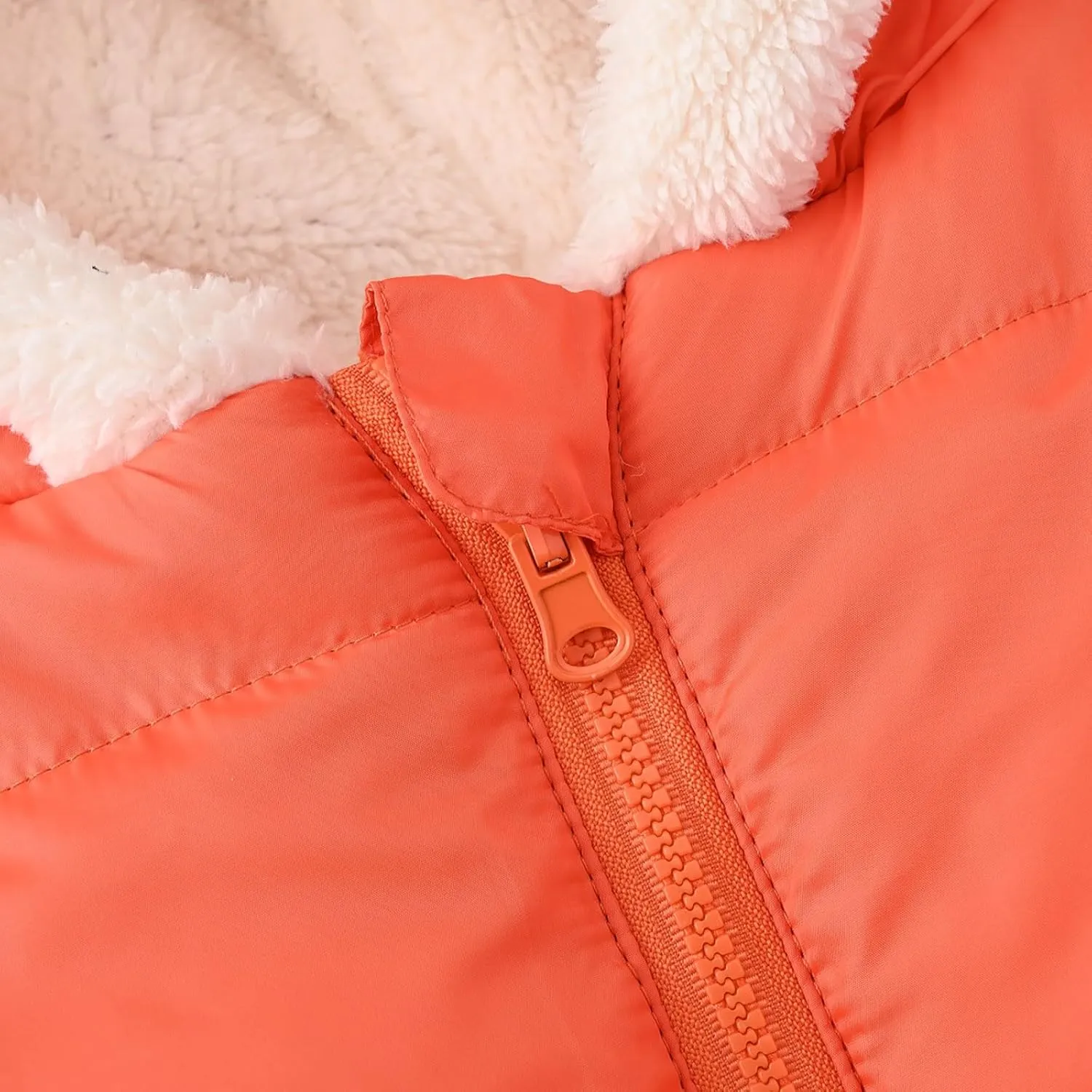 EnJoCho Boys And Girls Middle Children Solid Color Ears Cute Pocket Short Cotton Padded Children's Coat Girls