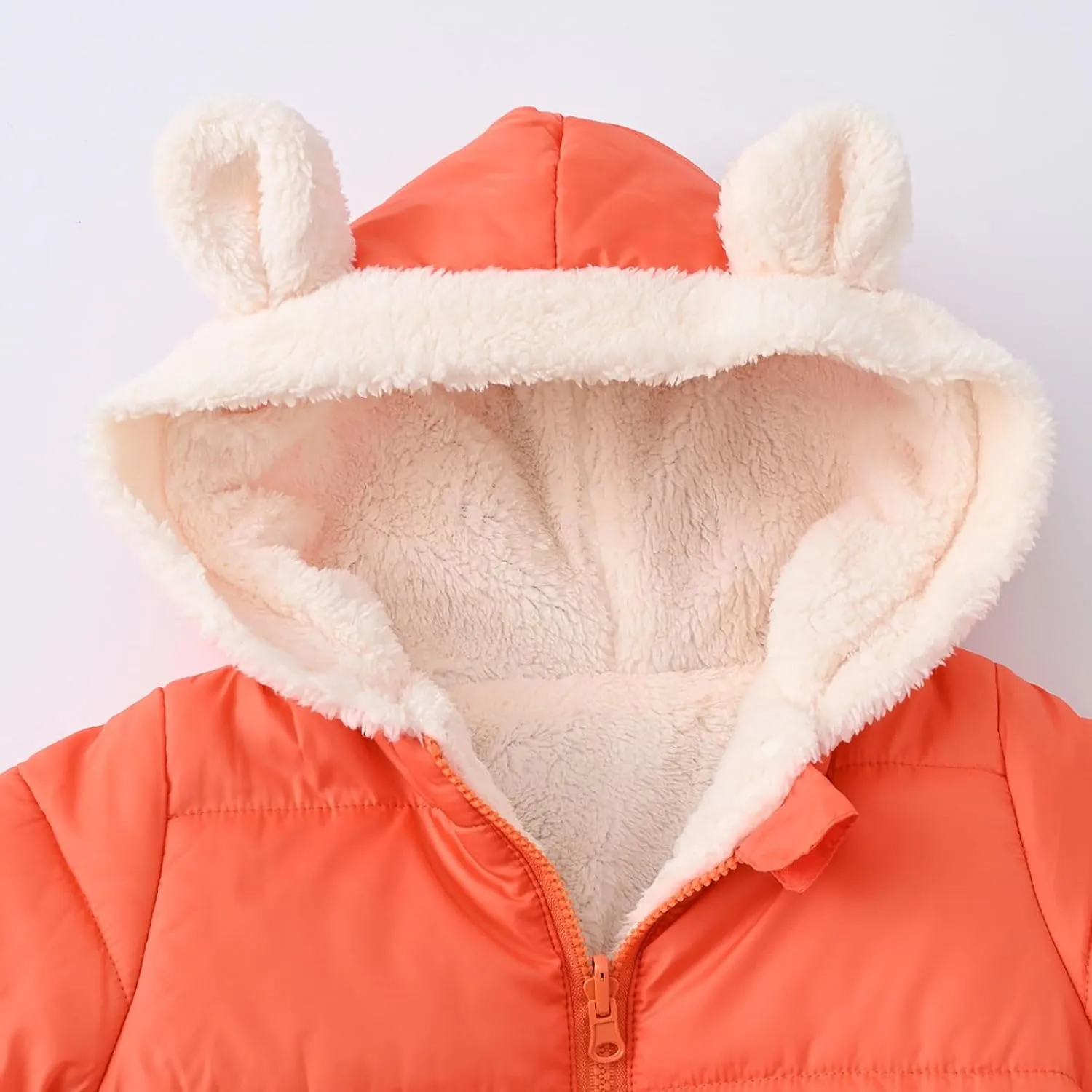 EnJoCho Boys And Girls Middle Children Solid Color Ears Cute Pocket Short Cotton Padded Children's Coat Girls