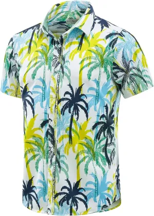 ENVMENST Hawaiian Shirt for Men Short Sleeve Beach Printed Summer Button Down Aloha Shirt(S-3XL)