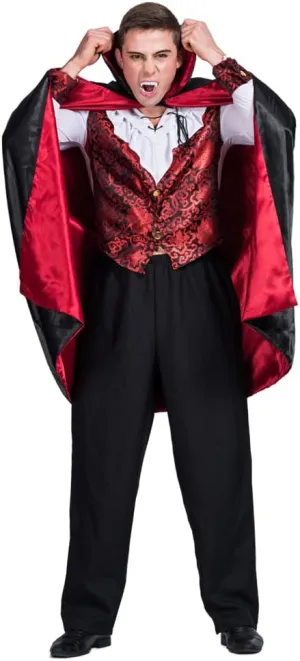 EraSpooky Men's Vampire Halloween Costume Shirt   Cape Cloak Adult Bloody Bat Funny Cosplay Party